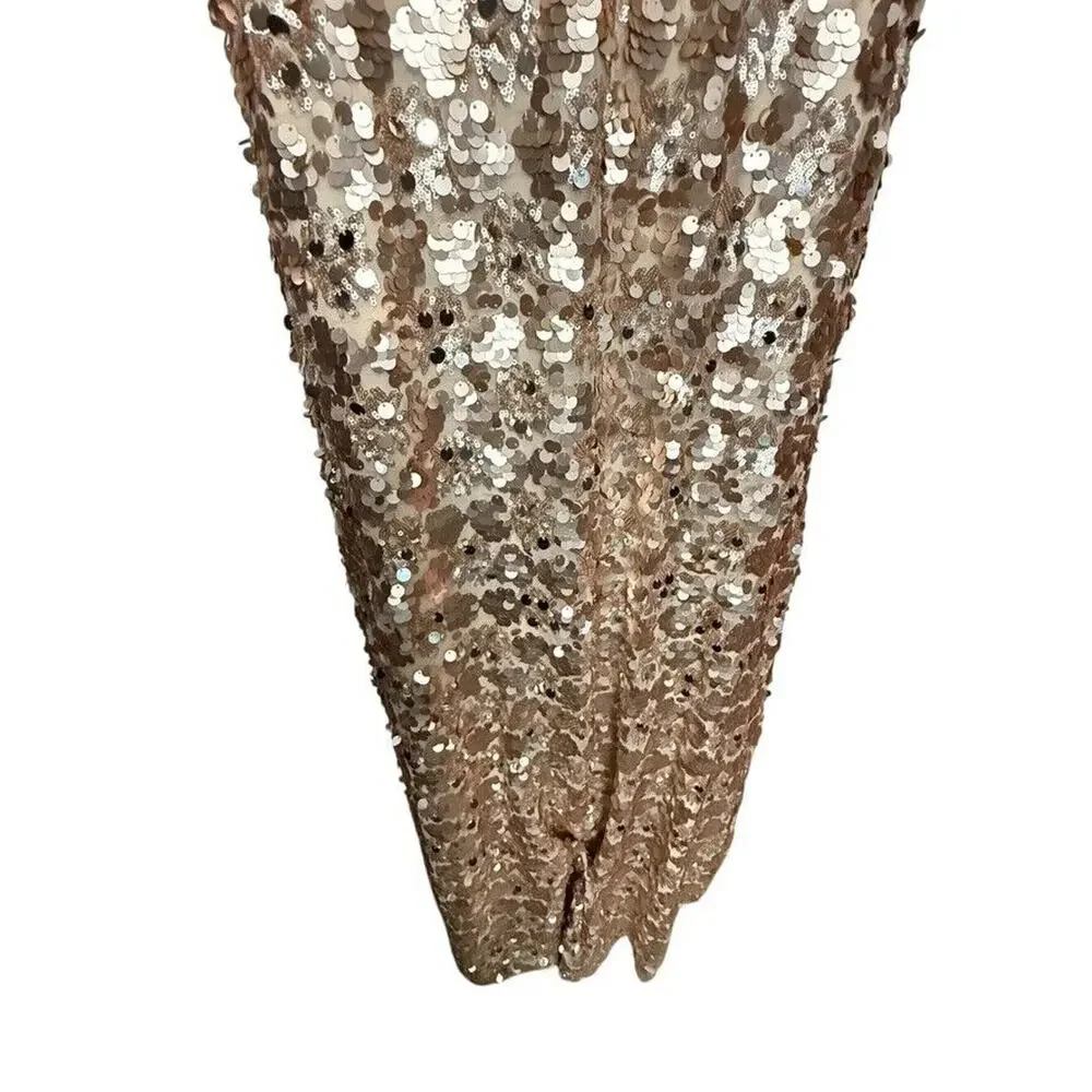 Night Moves Light Gold All Over Sequin Beaded Strapless Formal 6755 Dress Gown 4 - Picture 11 of 16